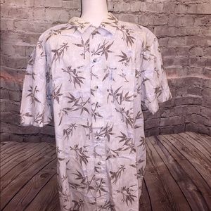 Men's Columbia Button up Tan Palms brown Large